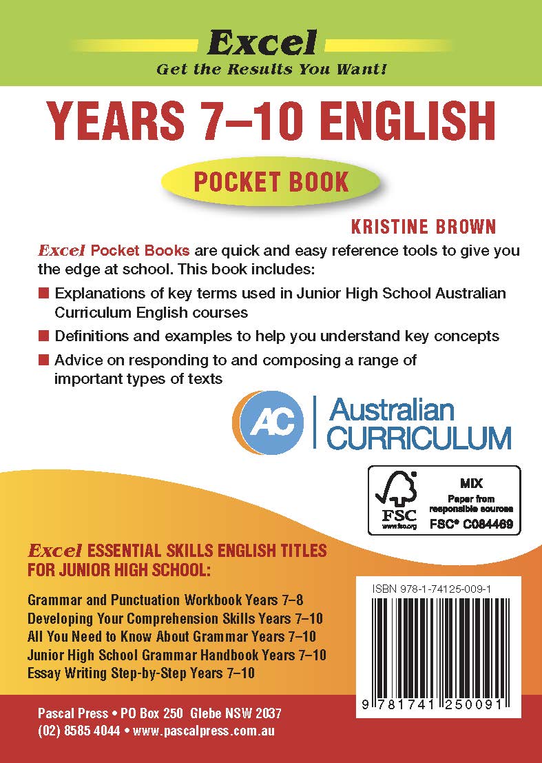 Excel Pocket Books - English Years 7-10