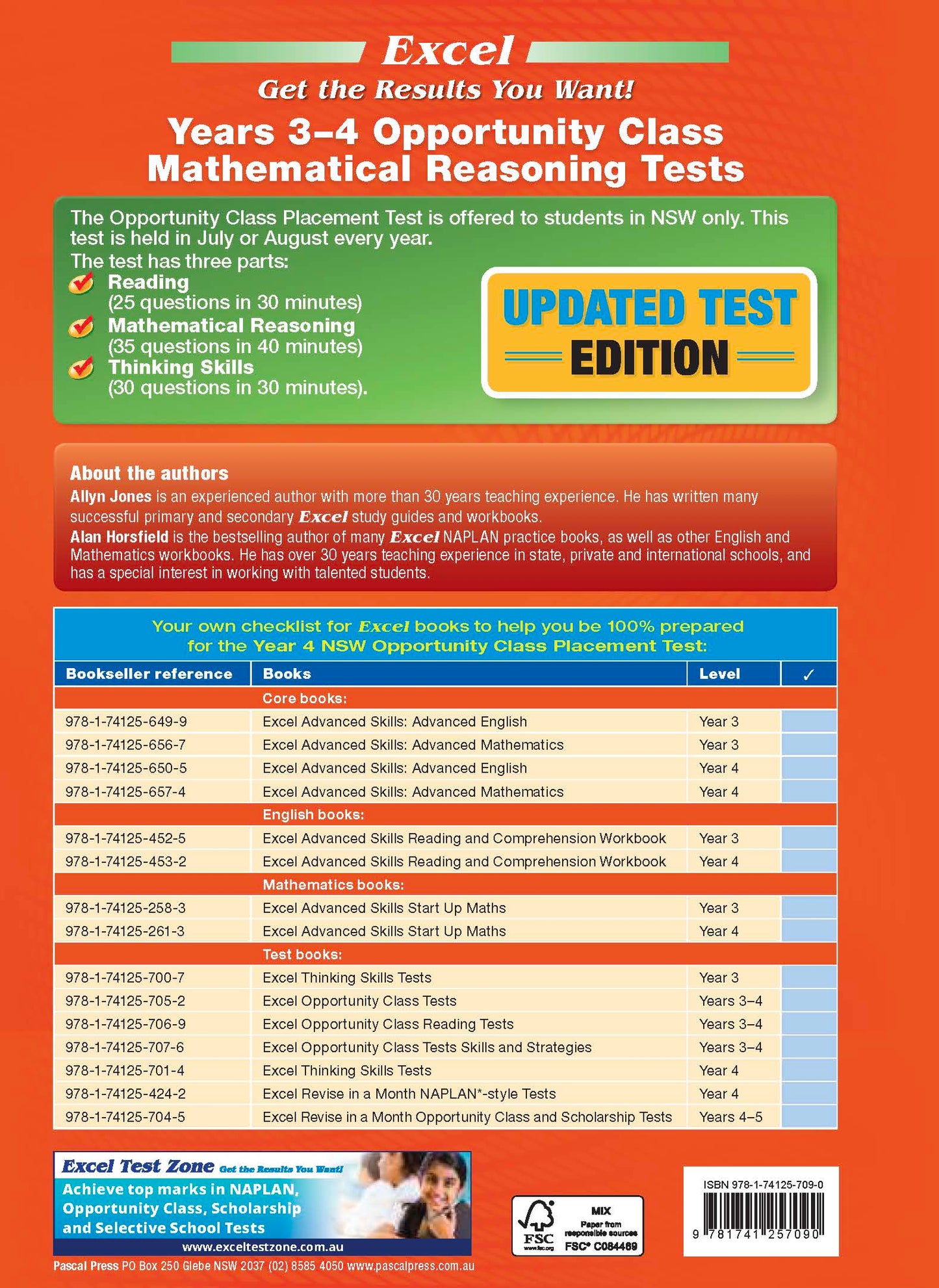 Excel Opportunity Class Mathematical Reasoning Tests Years 3-4
