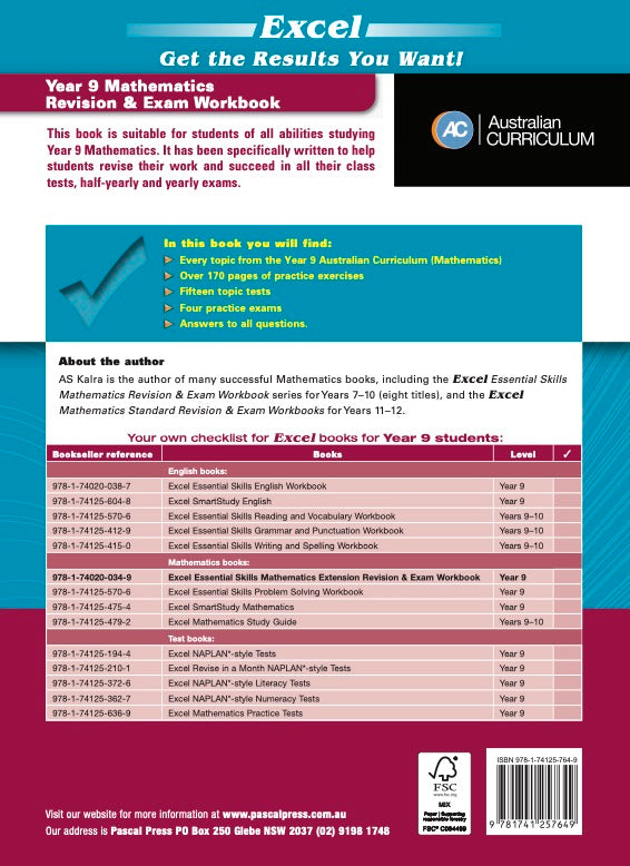 Excel Essential Skills - Mathematics Revision & Exam Workbook Year 9 NE