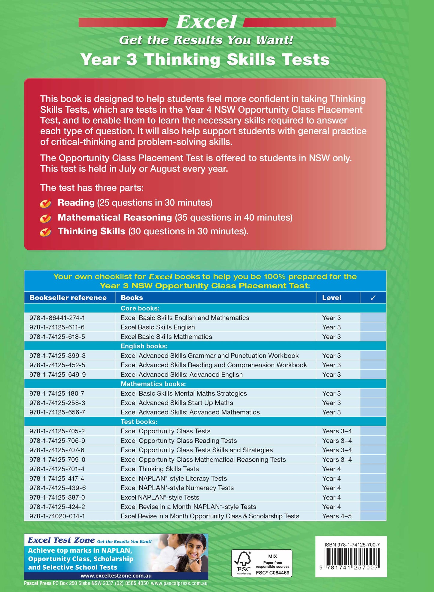 Excel Test Skills - Thinking Skills Tests Year 3