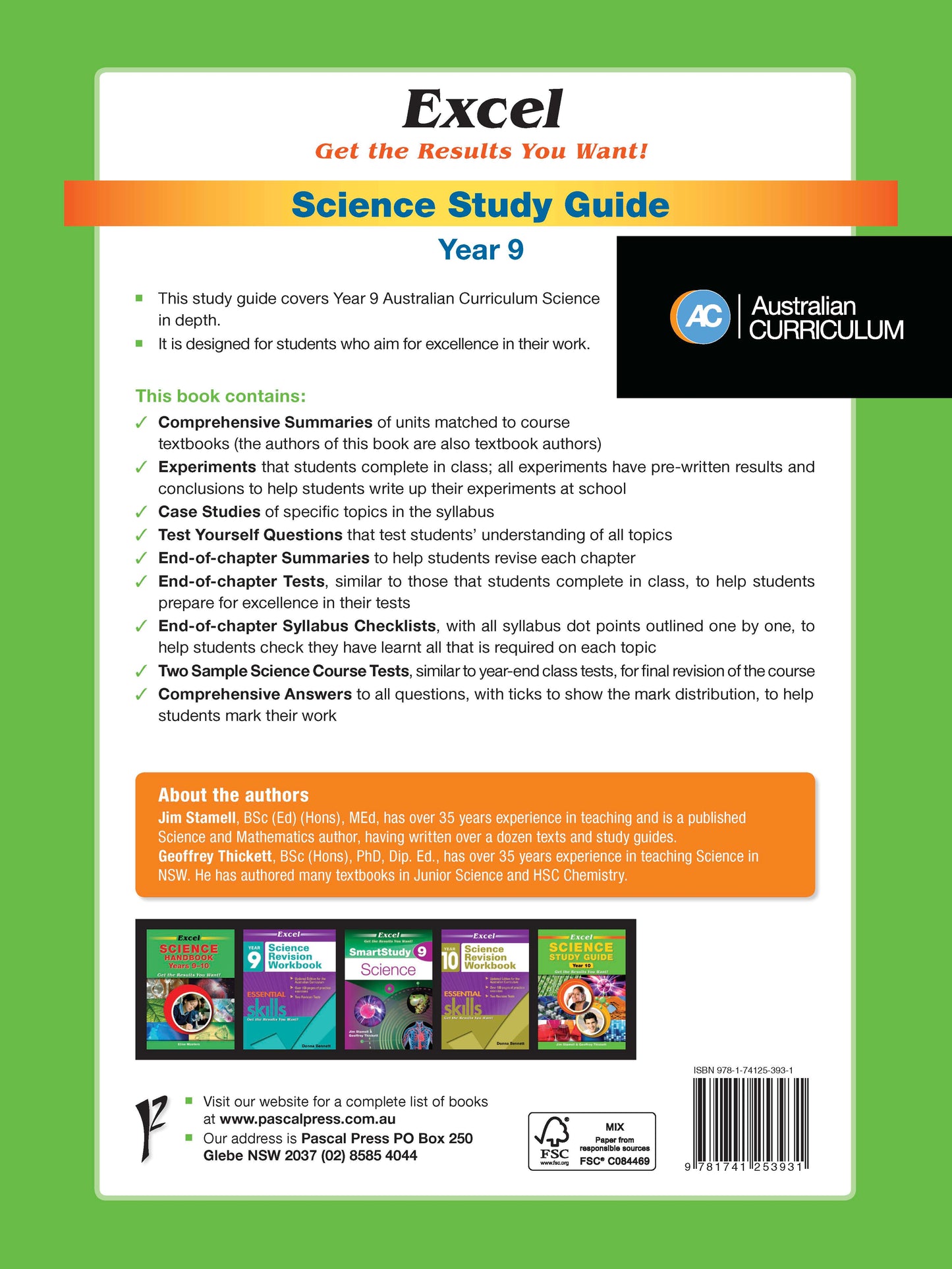 Excel Study Guide - Science Year 9