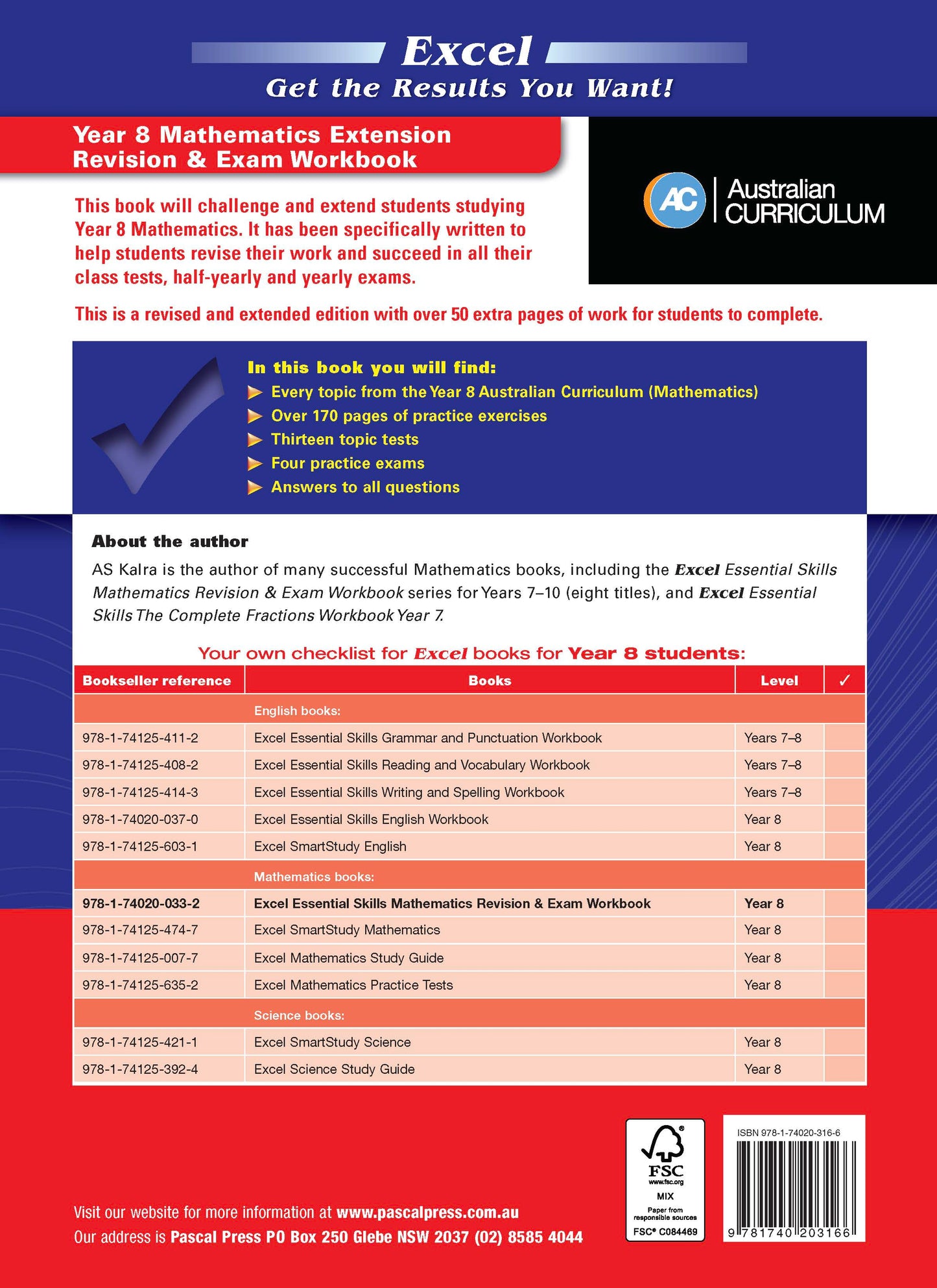 Excel Essential Skills - Mathematics Extension Revision and Exam Workbook Year 8