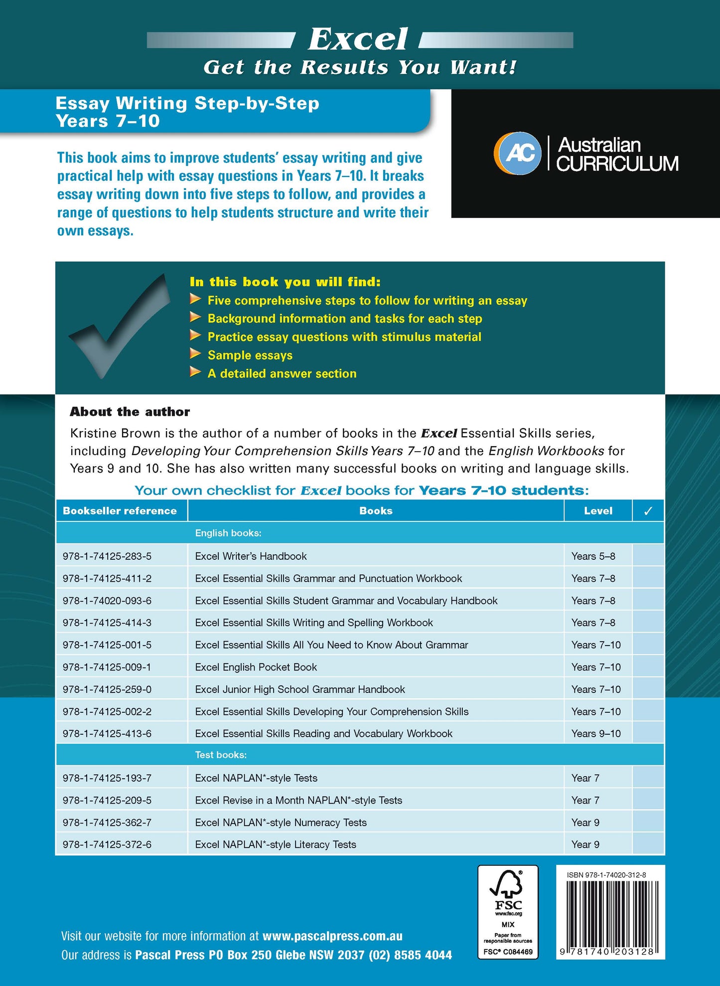 Excel Essential Skills - Essay Writing Step-by-Step Years 7-10