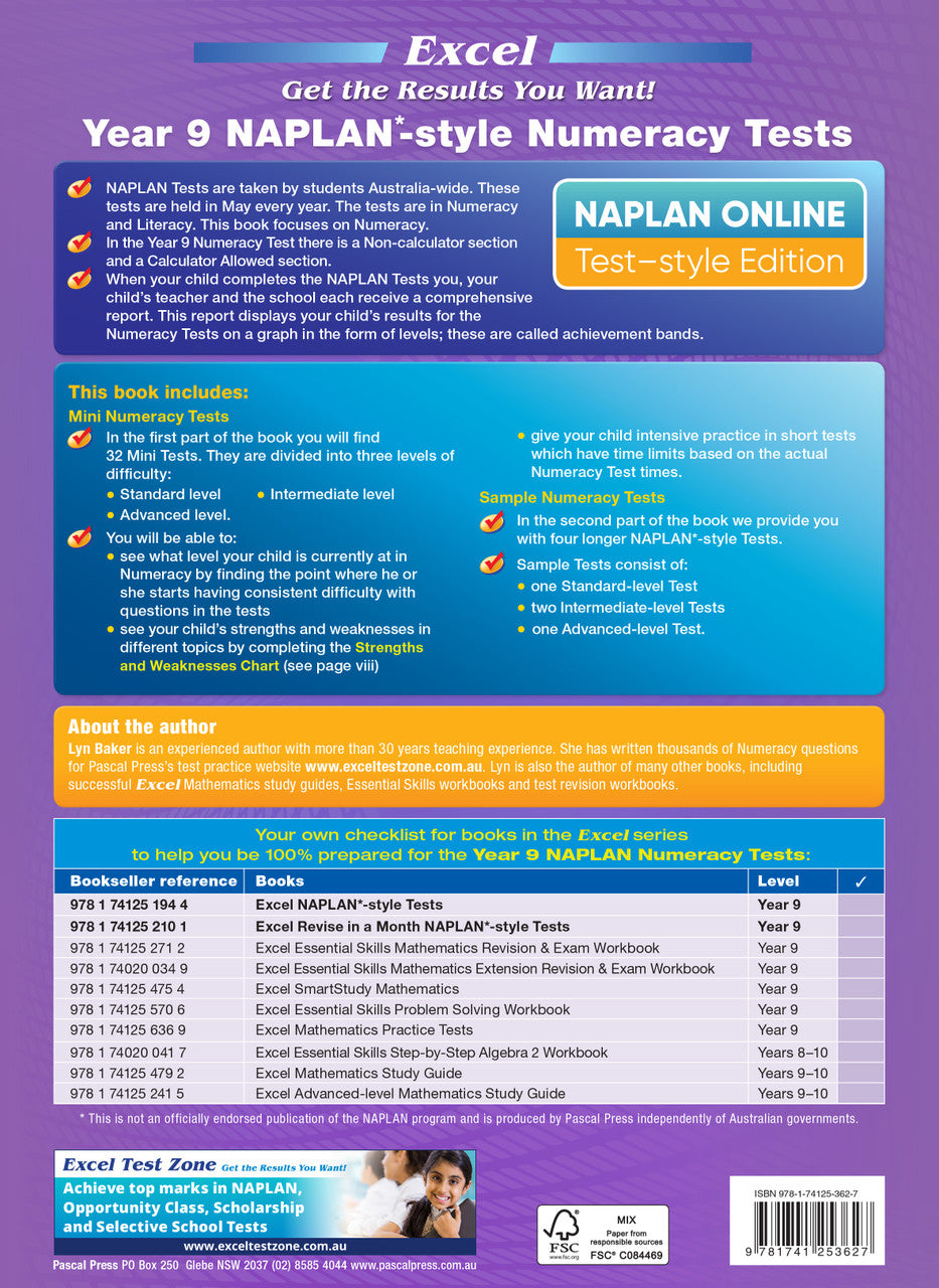 Excel Year 9 NAPLAN*-style Numeracy Tests