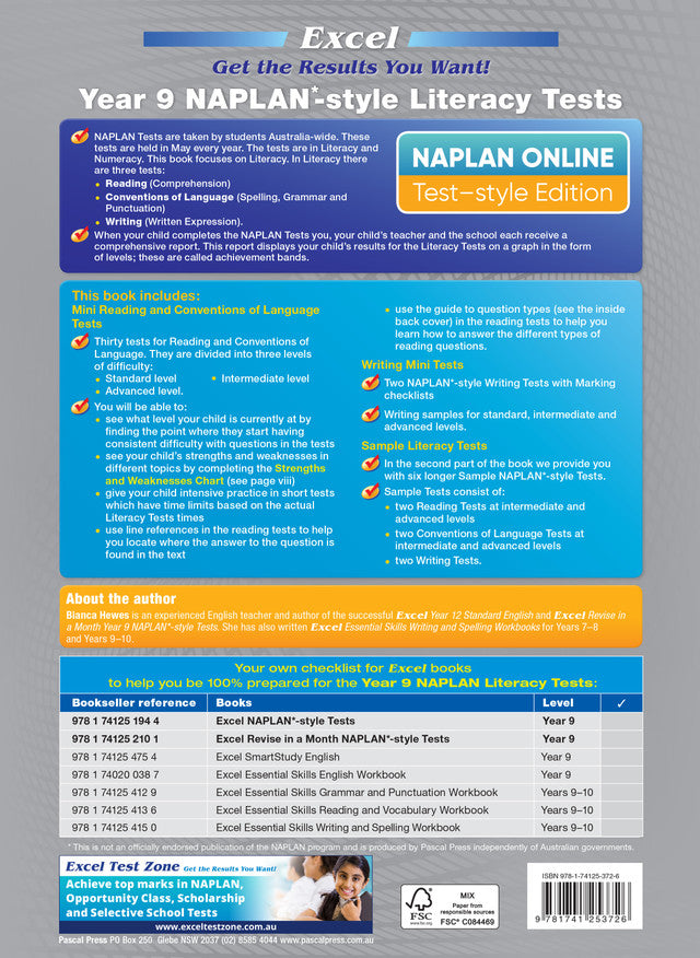 Excel Year 9 NAPLAN*-style Literacy Tests