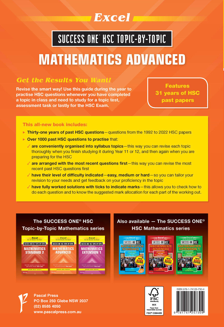 Excel Success One HSC Year 12 Mathematics Advanced (2023 Edition)