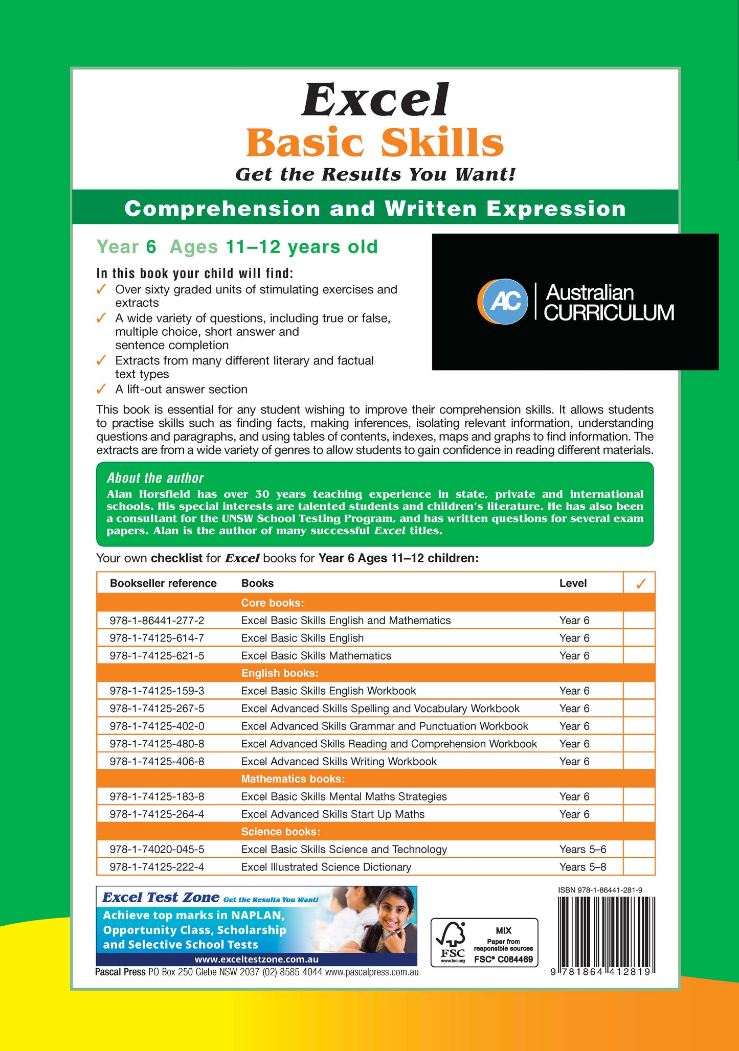 Excel Basic Skills - Comprehension and Written Expression Year 6