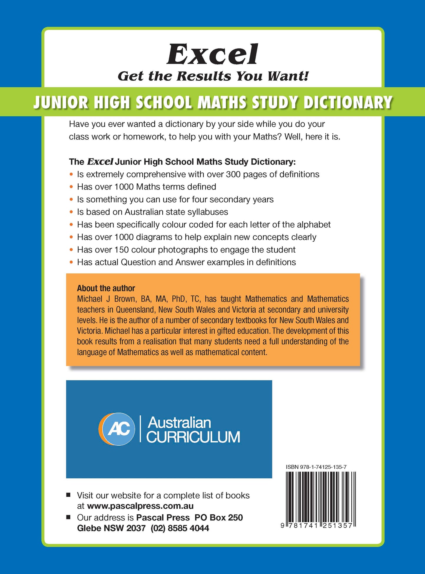 Excel Dictionaries - Junior High School Maths Study Dictionary Years 7-10