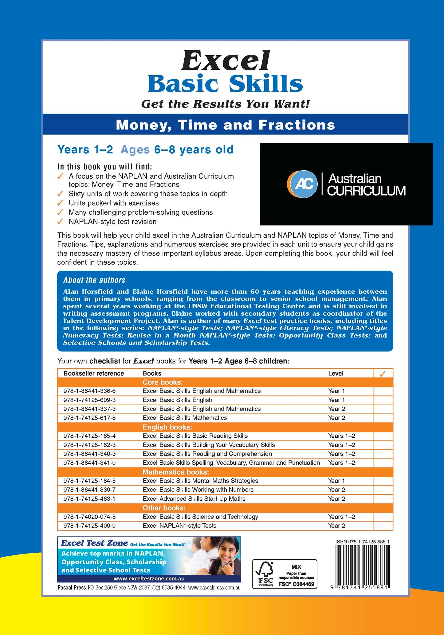 Excel Basic Skills - Money, Time and Fractions Years 1-2
