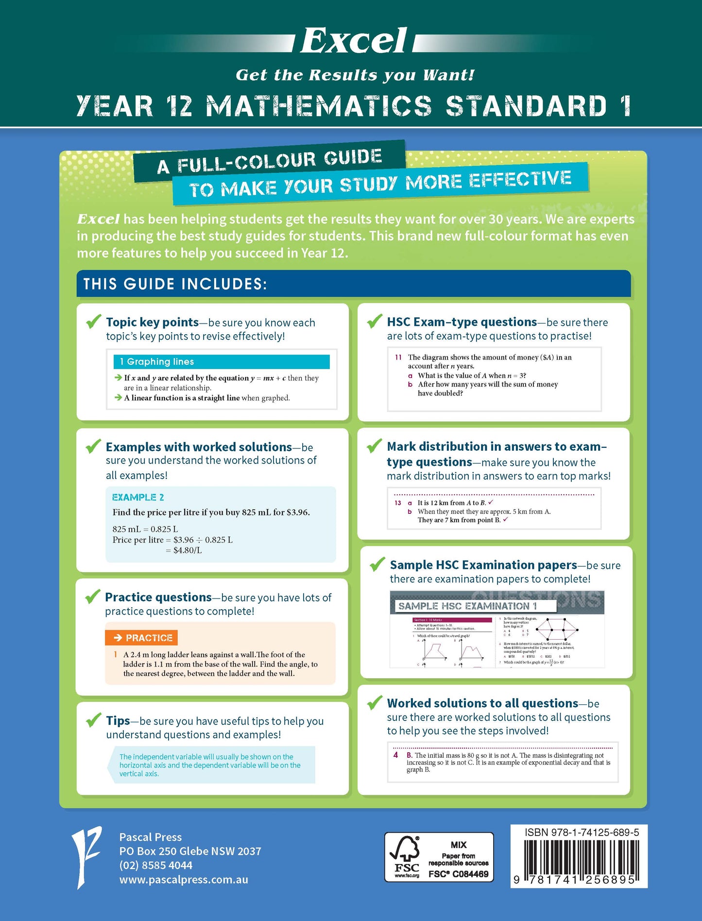 Excel HSC Year 12 Mathematics Standard 1 Study Guide