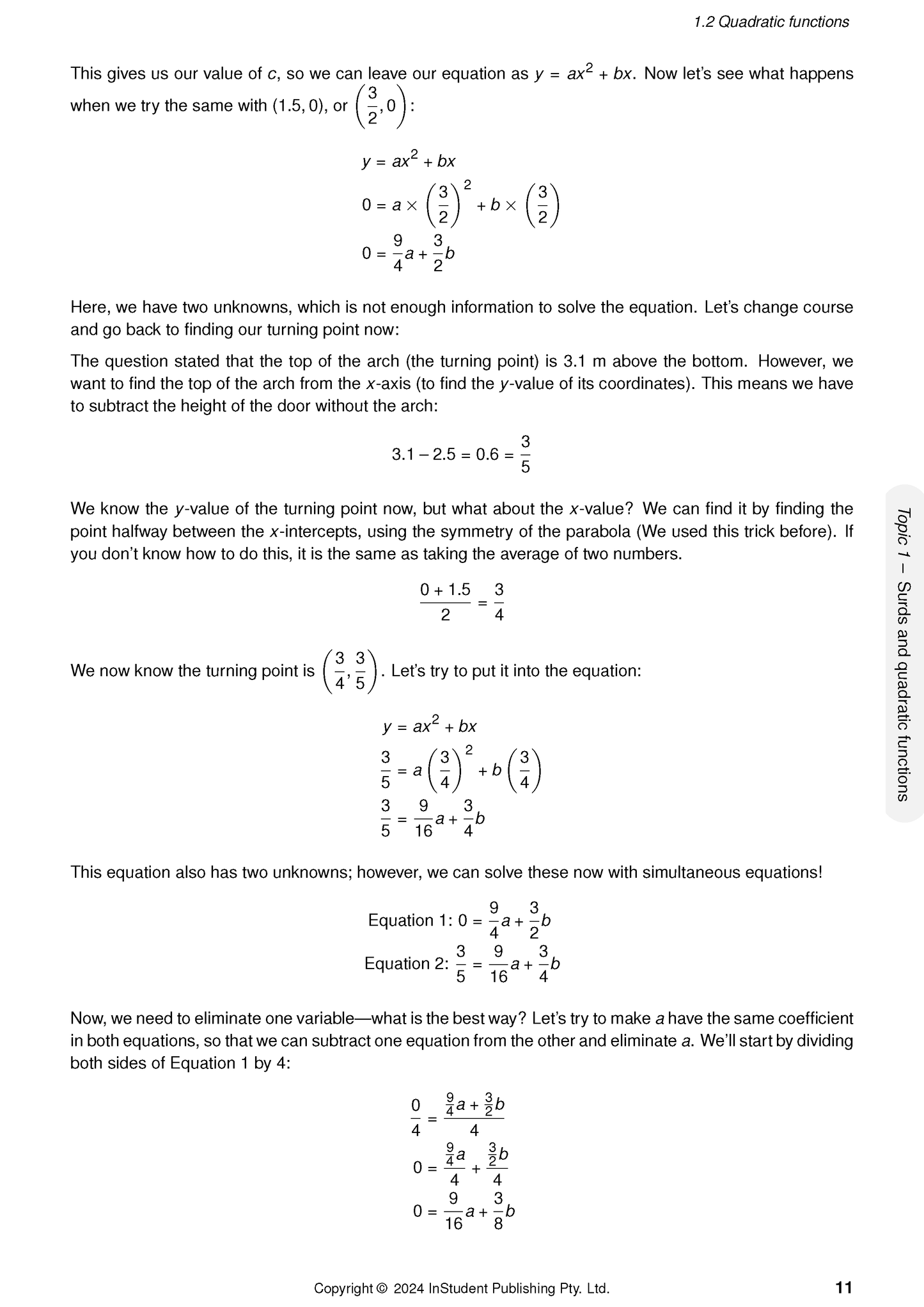 QCE Maths Methods Complete Course Notes by ATAR Notes, displaying quadratic function equations and detailed calculations.