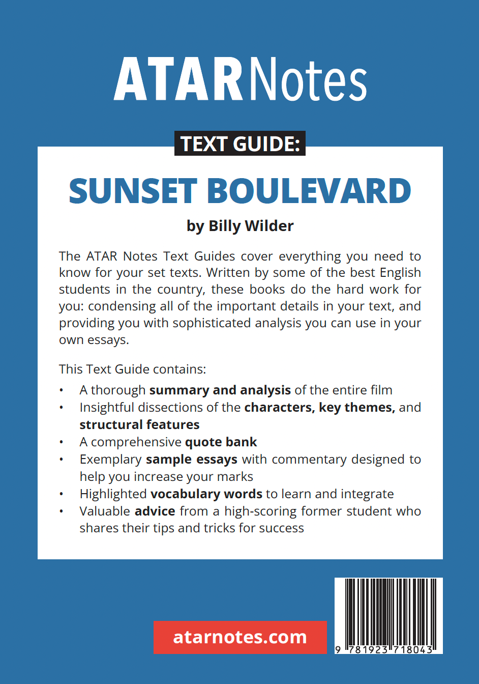 ATAR Notes Text Guide: Sunset Boulevard by Billy Wilder