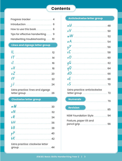 Excel Basic Skills - Handwriting Year 2