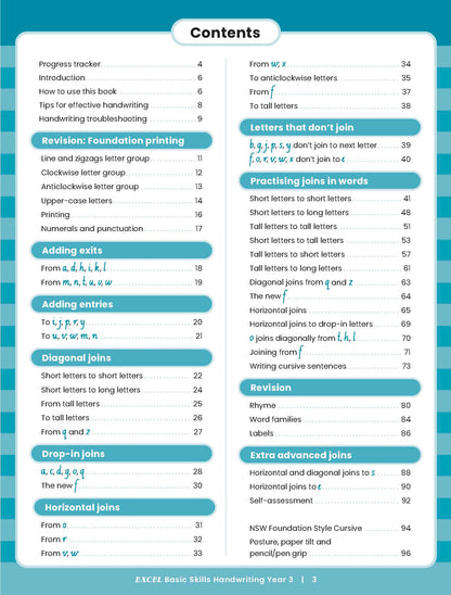 Excel Basic Skills - Handwriting Year 3