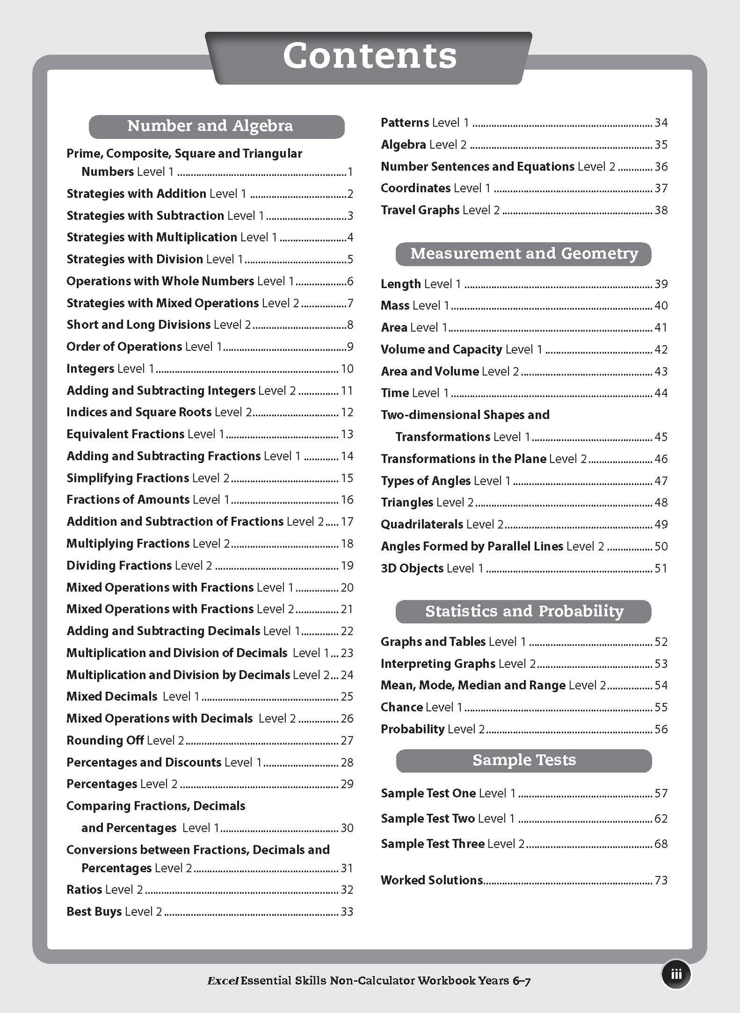 Excel Essential Skills - Non-Calculator Workbook Years 6-7