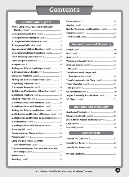 Excel Essential Skills - Non-Calculator Workbook Years 6-7