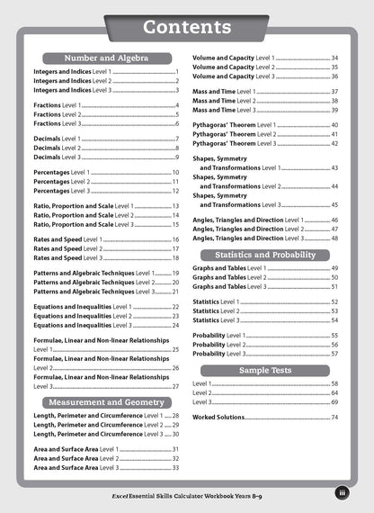 Excel Essential Skills - Calculator Workbook Years 8-9