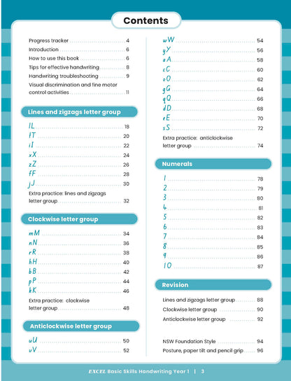 Excel Basic Skills - Handwriting Year 1