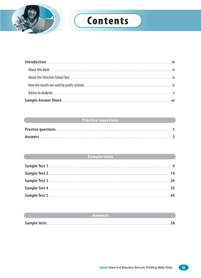 Excel Selective Schools and Scholarship Thinking Skills Tests Years 5-6
