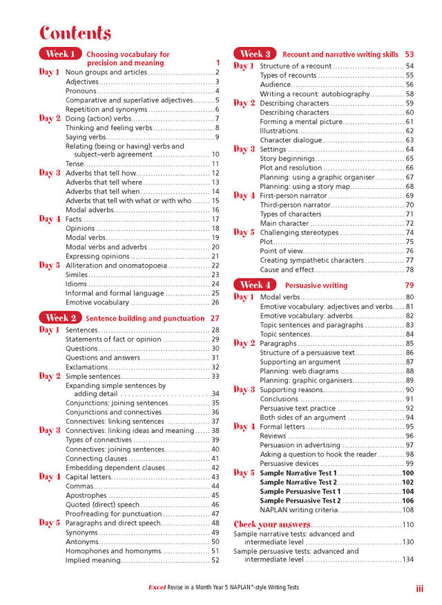 Excel Revise in a Month Year 5 NAPLAN*-style Writing Tests