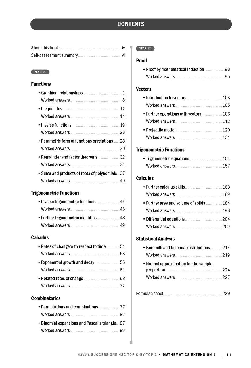 Excel HSC Year 12 Maths Extension 1 Book Pack