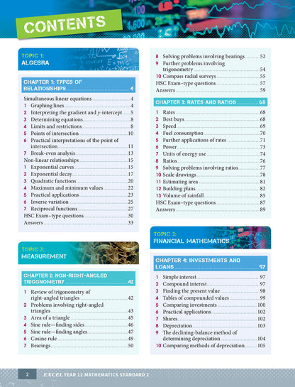 Excel HSC Year 12 Mathematics Standard 2 Study Guide