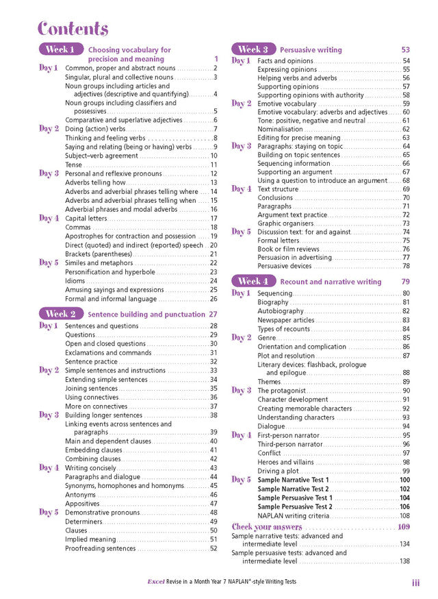 Excel Revise in a Month Year 7 NAPLAN*-style Writing Tests