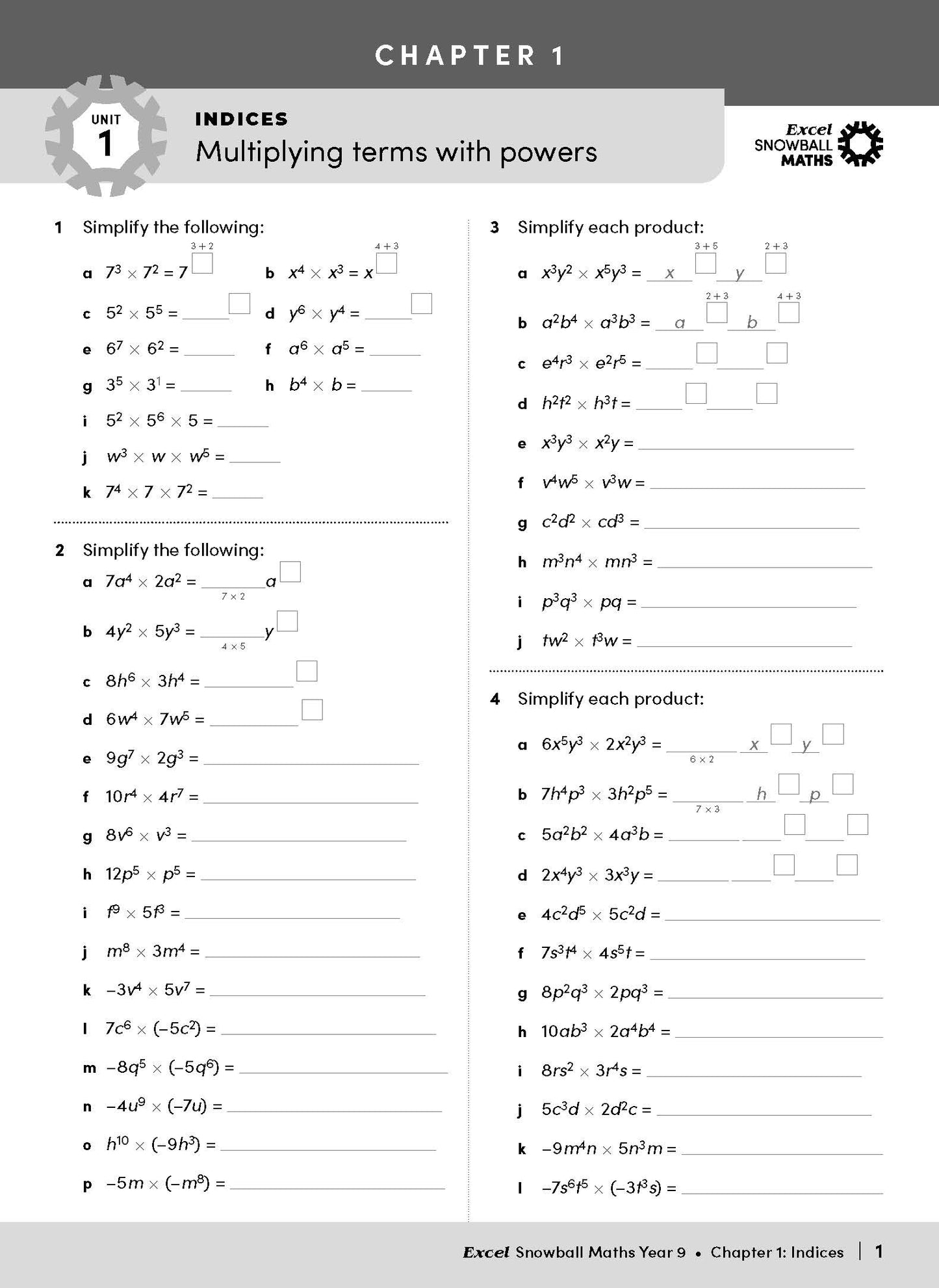 Excel Snowball - Maths Year 9