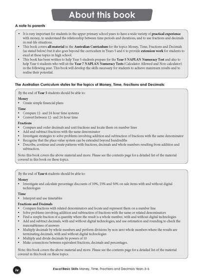 Excel Basic Skills - Money, Time, Fractions and Decimals Years 5-6