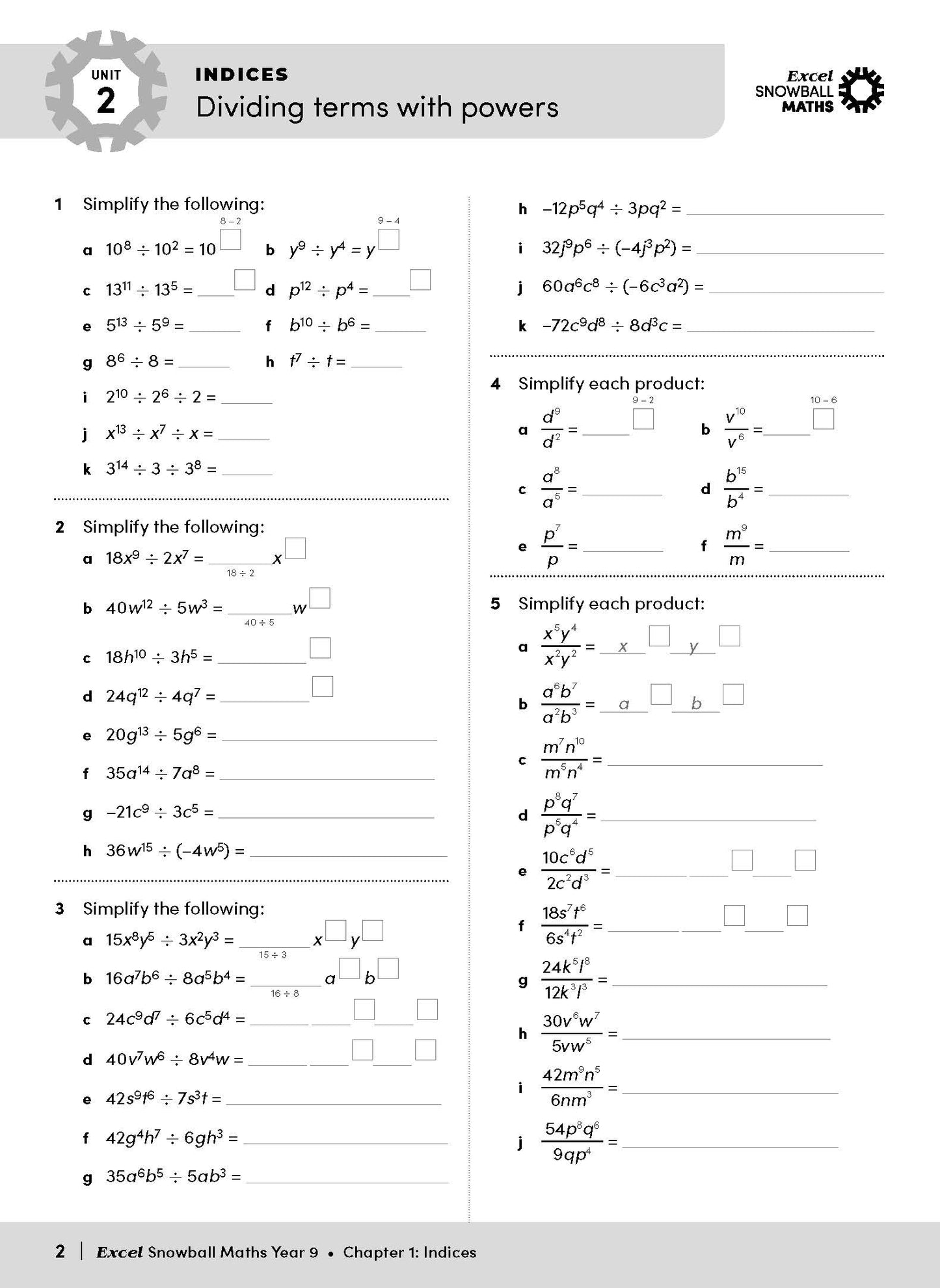Excel Snowball - Maths Year 9