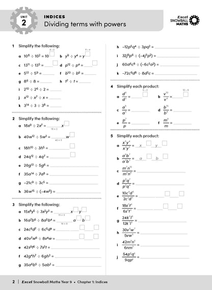 Excel Snowball - Maths Year 9