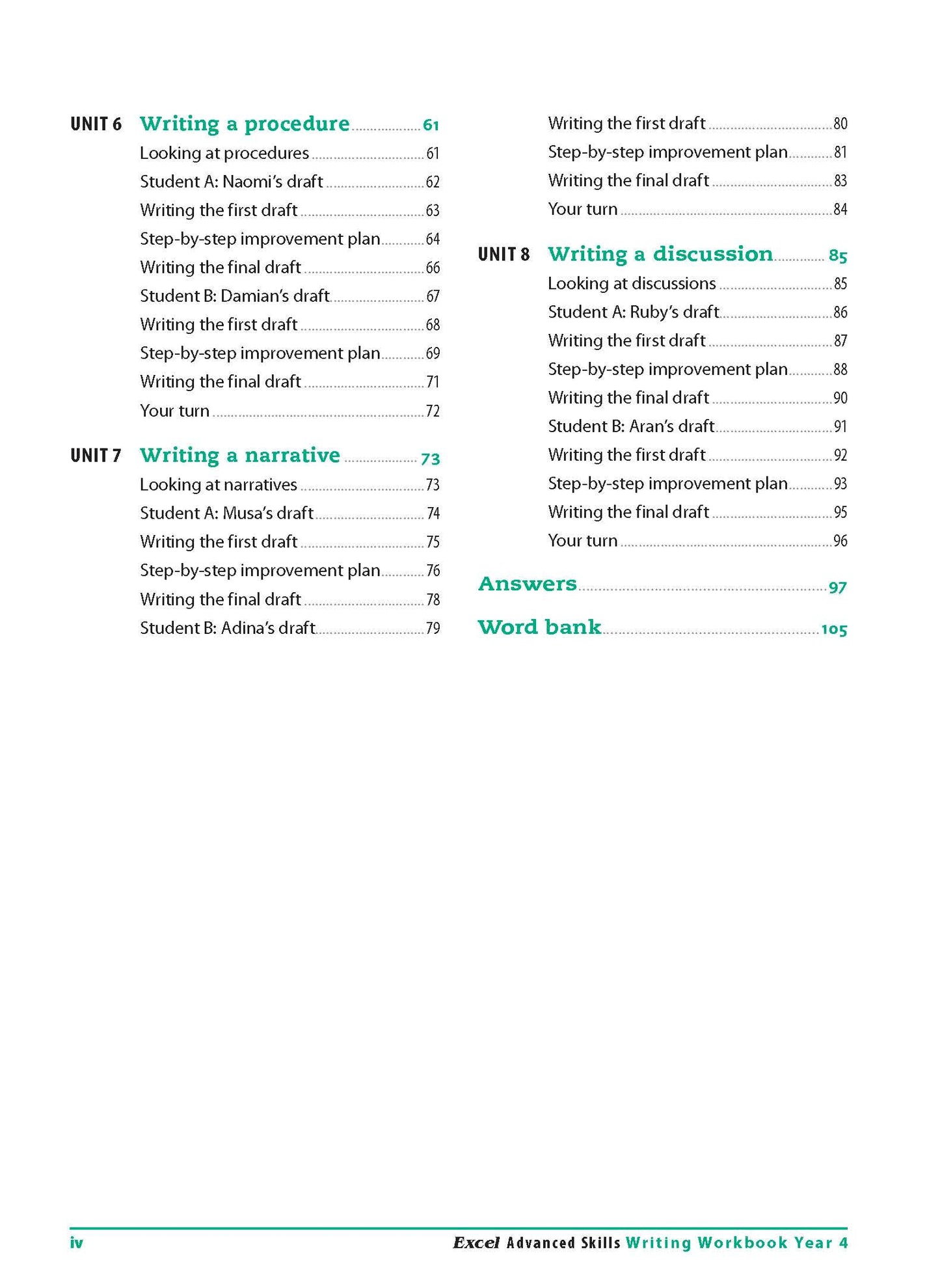 Excel Advanced Skills - Writing Workbook Year 4