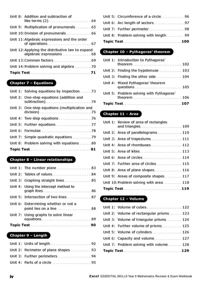 Excel Essential Skills - Mathematics Revision & Exam Workbook Year 8 NE