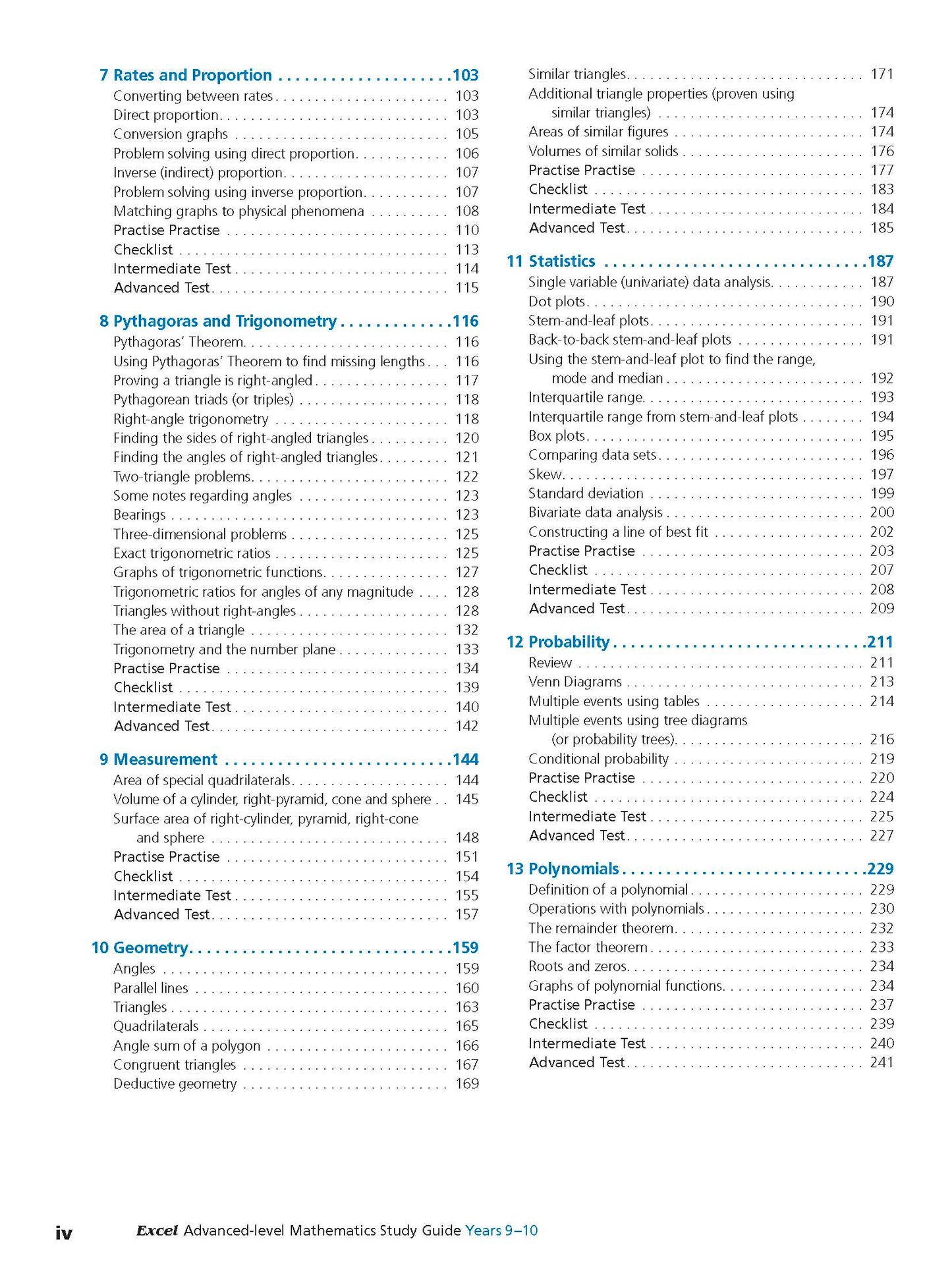 Excel Study Guide - Advanced Mathematics Years 9-10