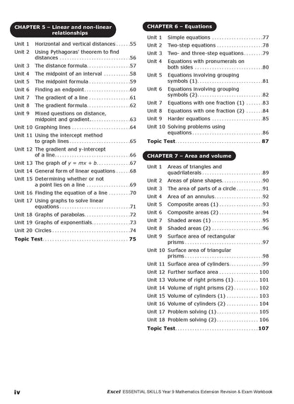 Excel Essential Skills - Mathematics Extension Revision & Exam Workbook Year 9