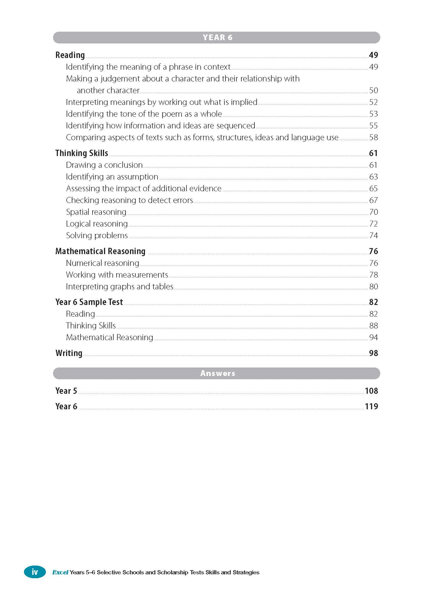 Excel Test Skills - Selective Schools and Scholarship Tests Skills & Strategies Years 5-6