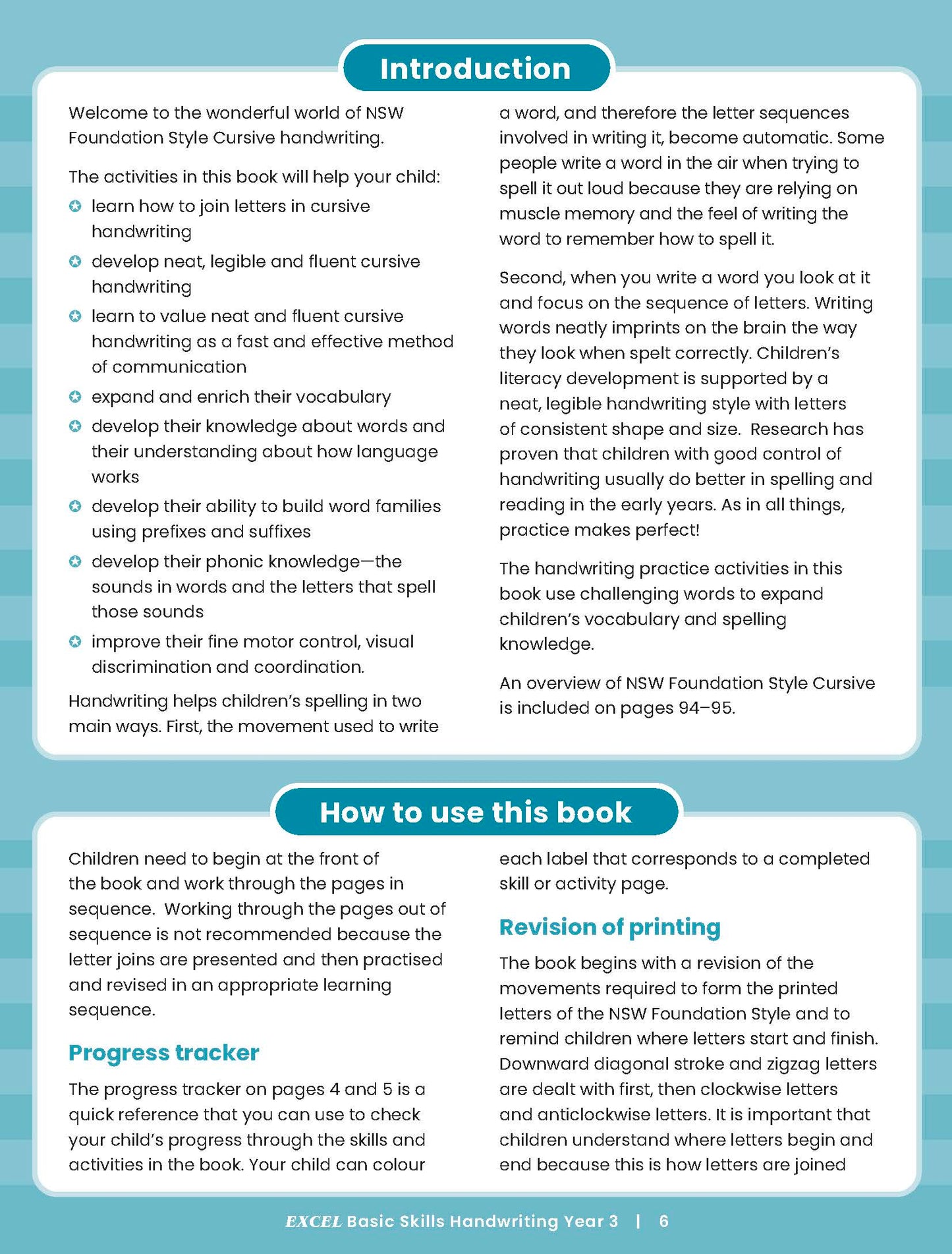 Excel Basic Skills - Handwriting Year 3