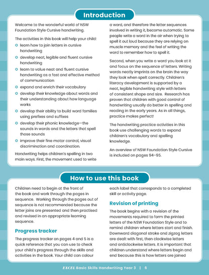 Excel Basic Skills - Handwriting Year 3