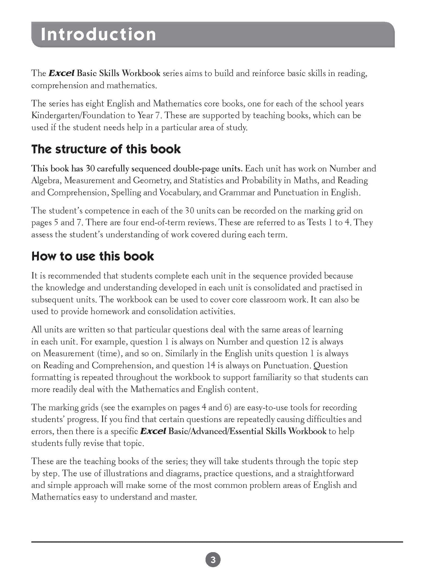 Excel Basic Skills - English and Mathematics Year 7