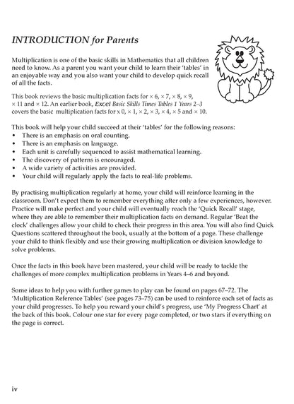 Excel Basic Skills - Times Tables 2 Years 3-4