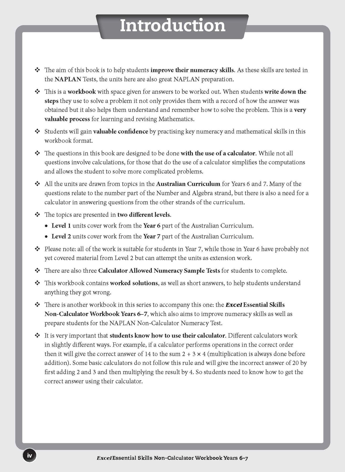 Excel Essential Skills - Calculator Workbook Years 6-7