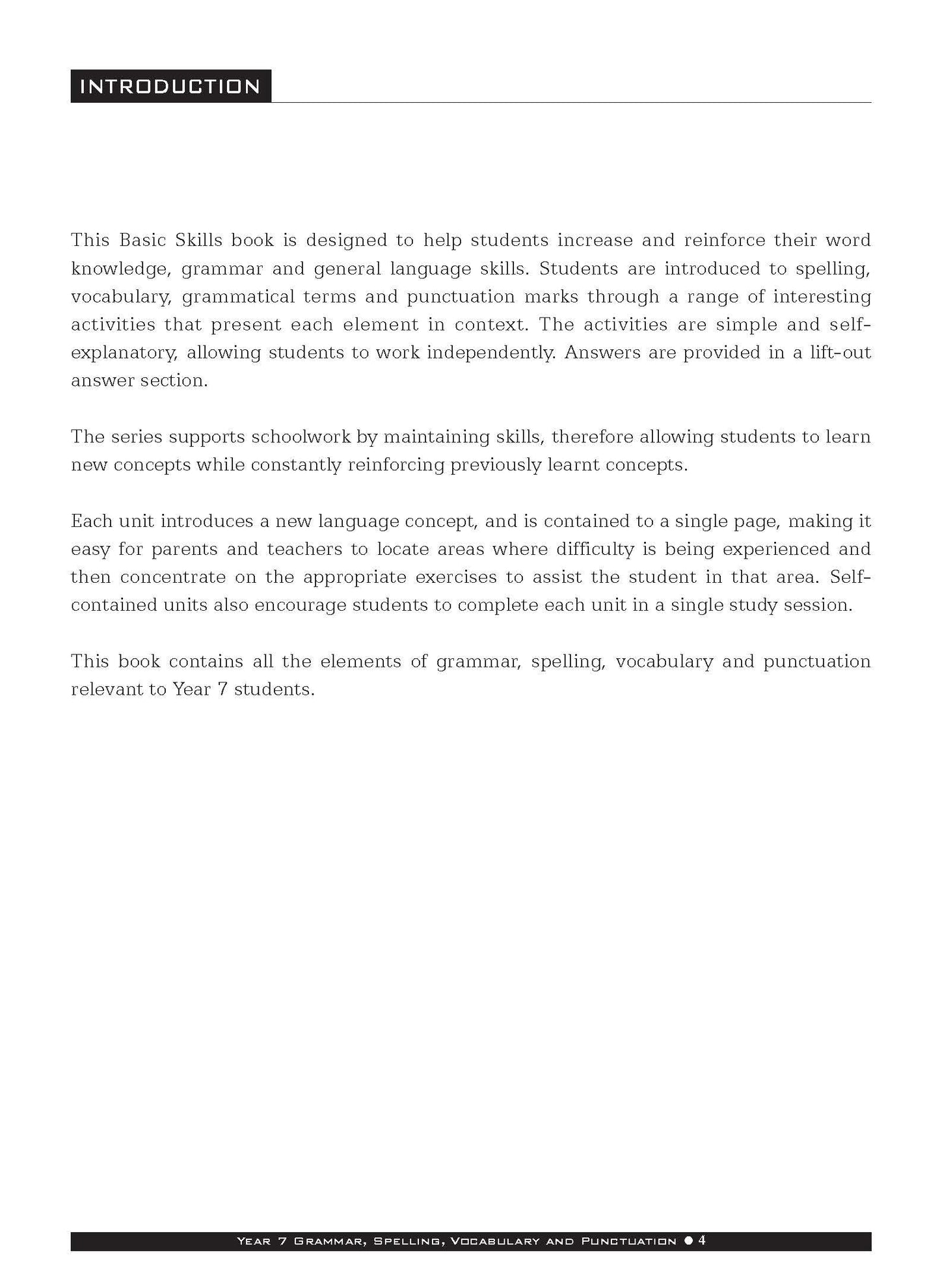 Excel Basic Skills - Grammar, Spelling, Vocabulary and Punctuation Year 7