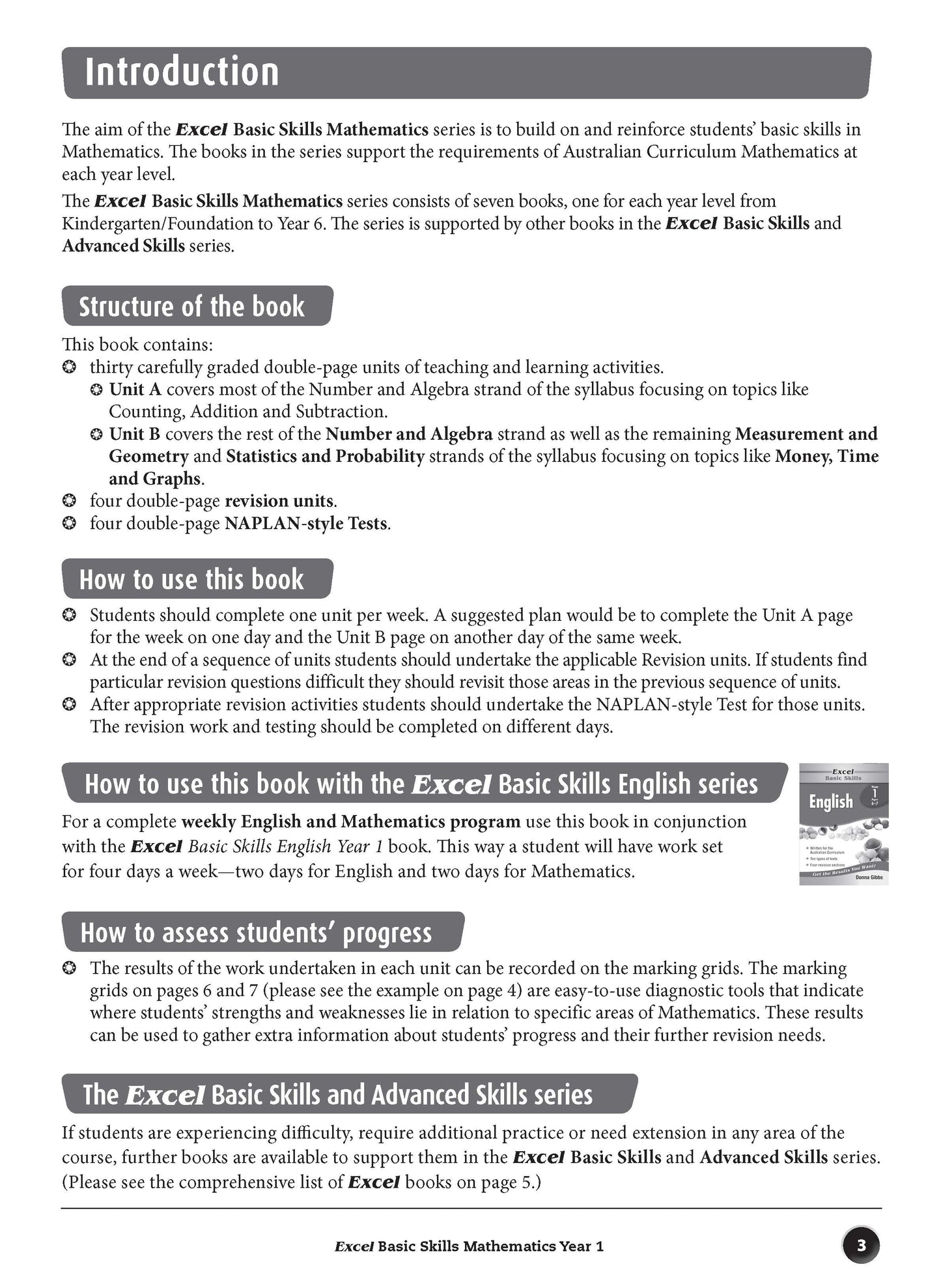 Excel Basic Skills - Mathematics Year 1