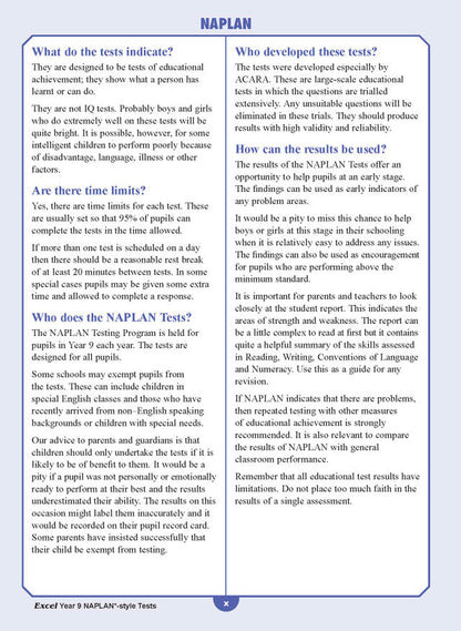 Excel Year 9 NAPLAN*-style Tests