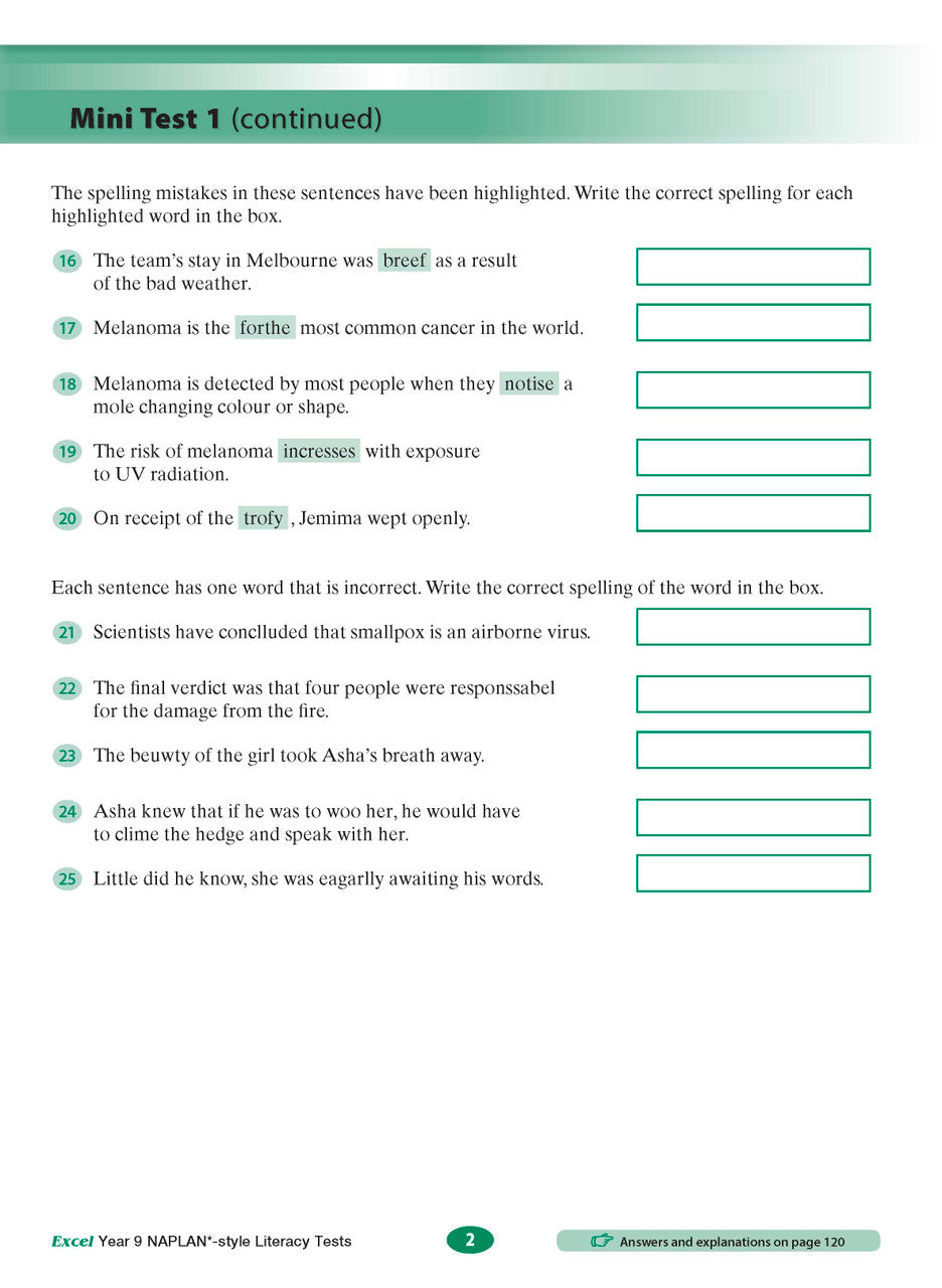 Excel Year 9 NAPLAN*-style Literacy Tests