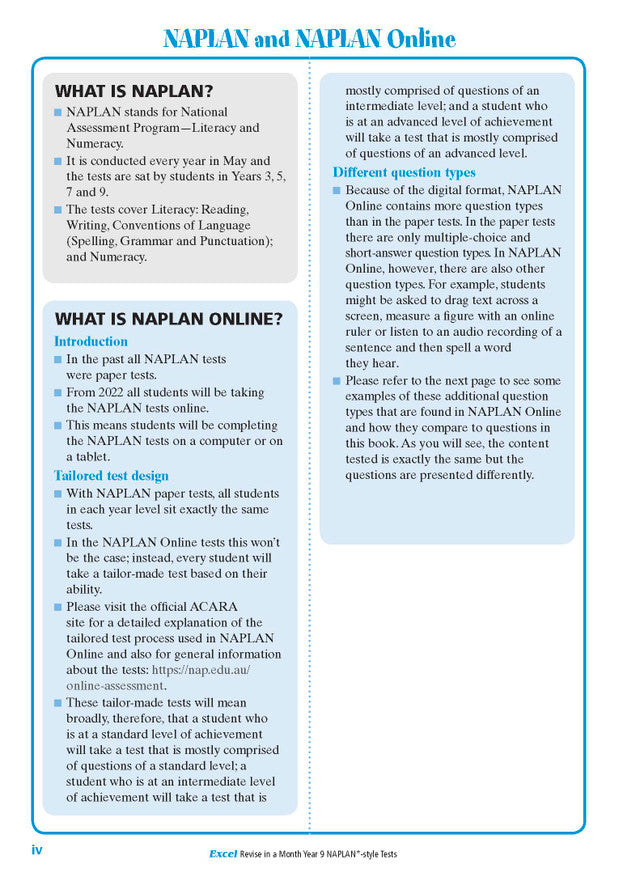Excel Revise in a Month Year 9 NAPLAN*-style Tests