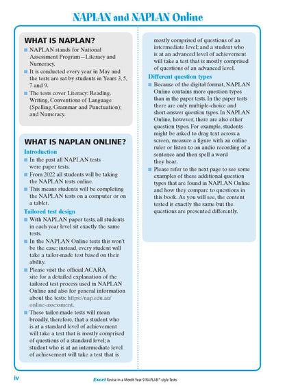 Excel Revise in a Month Year 9 NAPLAN*-style Tests
