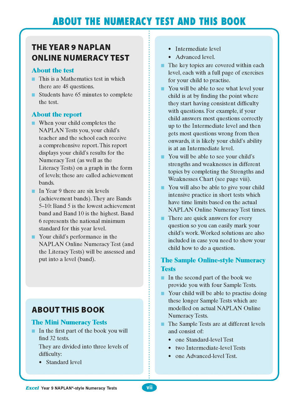 Excel Year 9 NAPLAN*-style Numeracy Tests