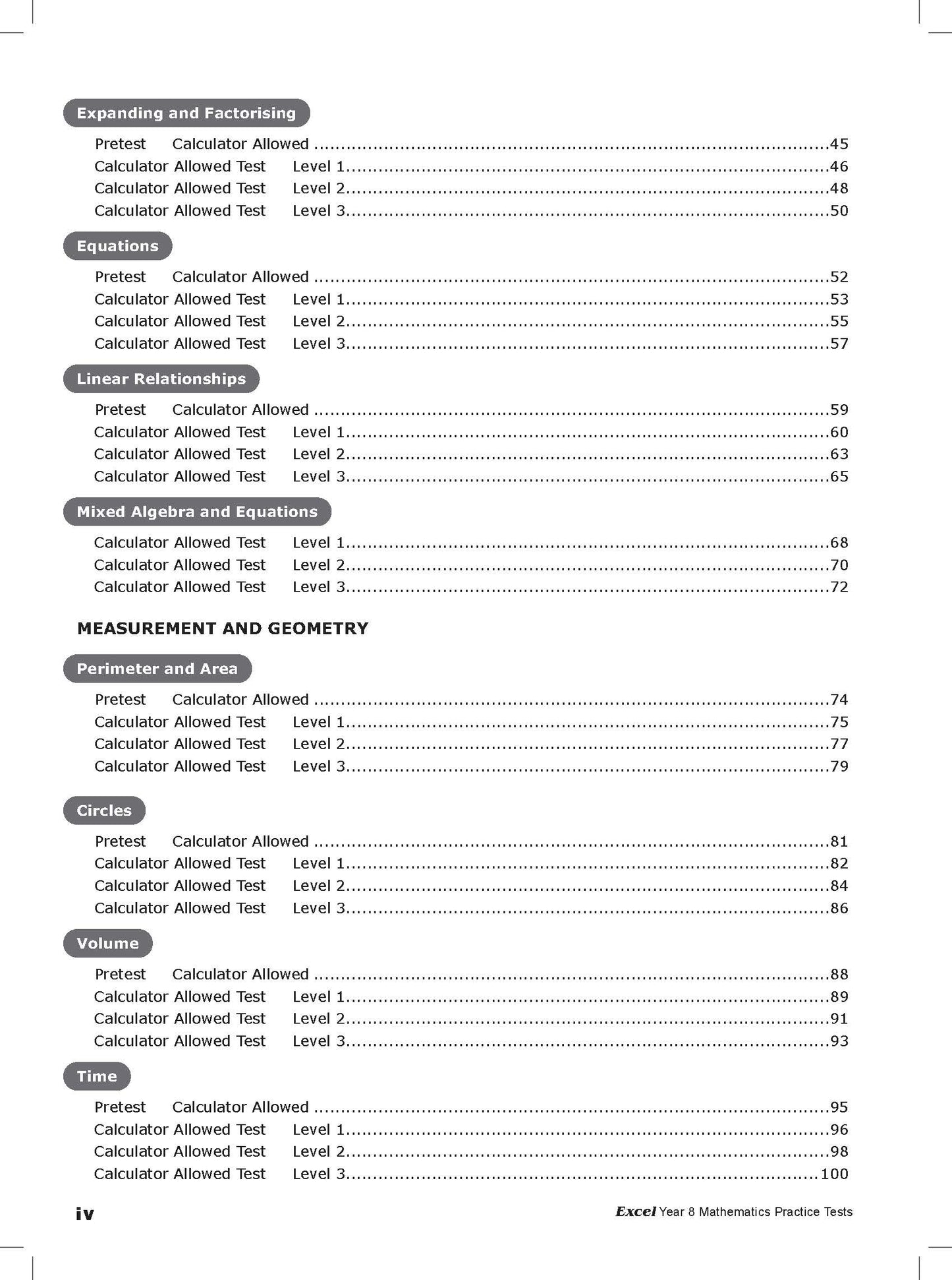 Excel Tests - Mathematics Practice Tests Year 8