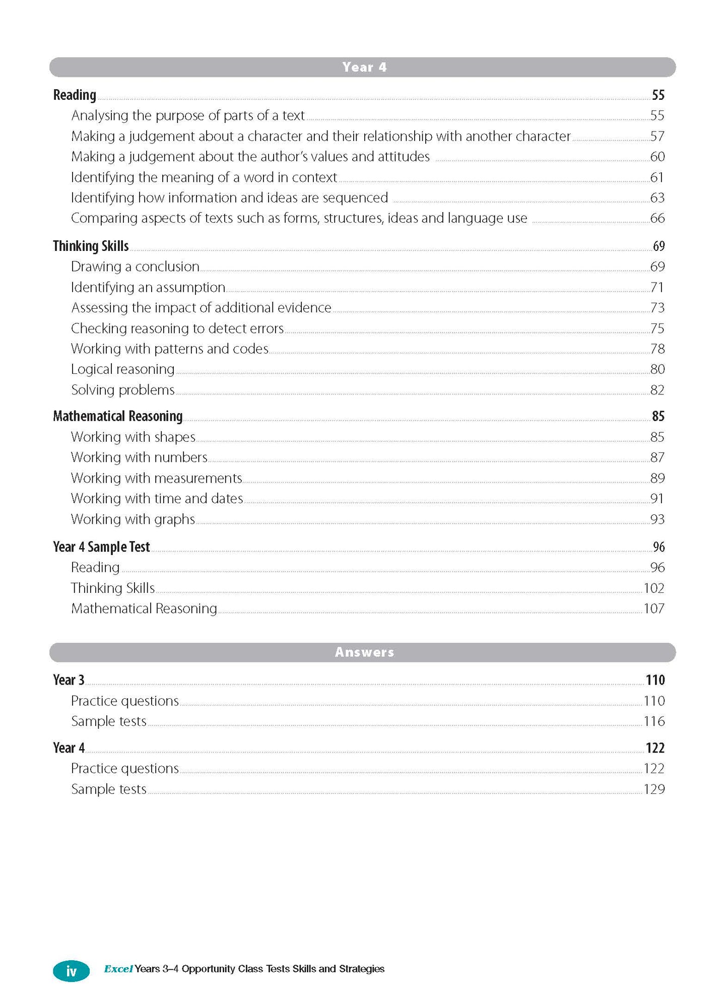 Excel Test Skills - Opportunity Class Tests Skills and Strategies Years 3-4